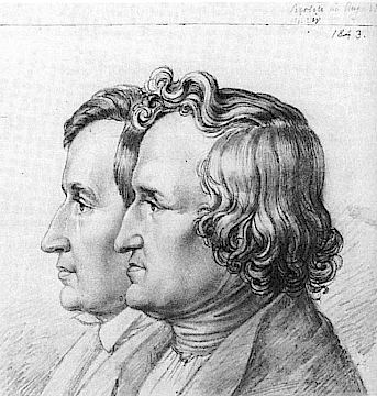 Theorists of work avant la lettre? Jacob and WIlhelm Grimm, here depicted in an etching by Ludwig Emil Grimm