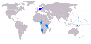 Having lost its colonies (pictured here in light blue) as a result of the Great War, Berlin proved to be a disruptive and creative influence on the League of Nations mandates system after it entered the organization in 1926. Tracking the battle between German, British, French, and other parties' views of normative statehood is one of the major tasks, and accomplishments, of Pedersen's 