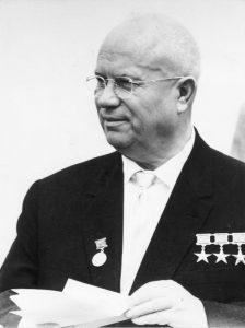 Soviet Communist Party First Secretary Nikita Khrushchev, whose January 1961 call for the USSR to support national liberation wars unleashed the fear behind (and provided the legitimitation for) many a US police advising program.