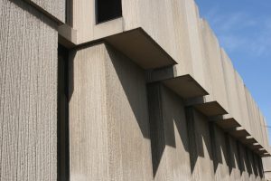 The brutalist walls at Regenstein Library on the University of Chicago's campus, where Steinmetz-Jenkins conducted research into the papers of ___