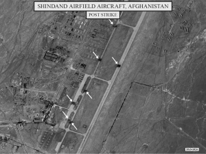 GPS vs. Taliban: Shindand airfield, Afghanistan, after an American GPS-guided bomb strike, October 2001.