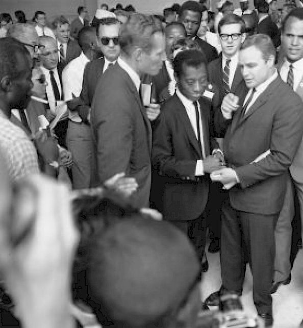 James Baldwin with Marlon Brando, 1963 (Wikimedia).