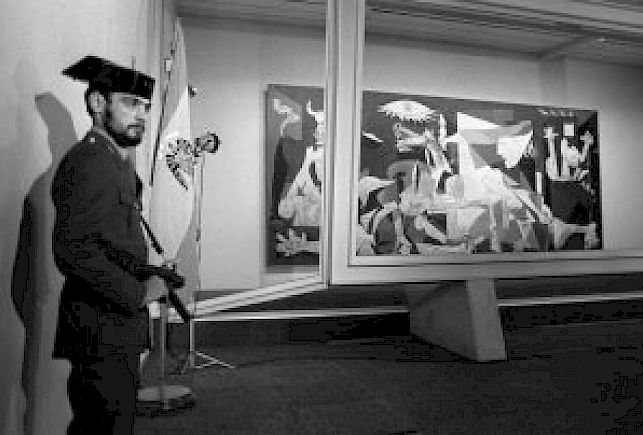 When it was first displayed in Madrid in 1981, Picassoâs painting âGuernicaâ was protected by armed guards/Associated Press.