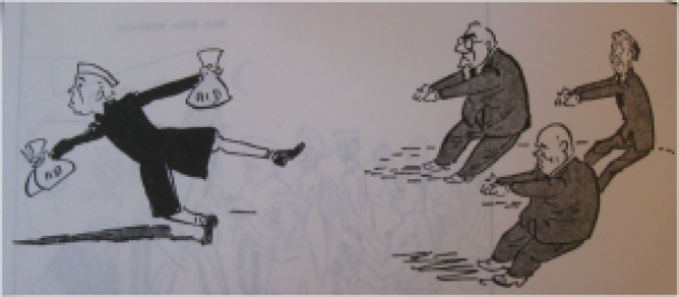 Editorial cartoon by K. Shankar Pillai in Shankar's Weekly (May 18, 1958)