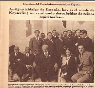 From the Spanish weekly CrÃ³nica, 11 May 1930, a report of Keyserlingâs visit to Madrid, where he is described as an âOld count from Estonia, now a wandering discoverer of spiritual reignsâ.
