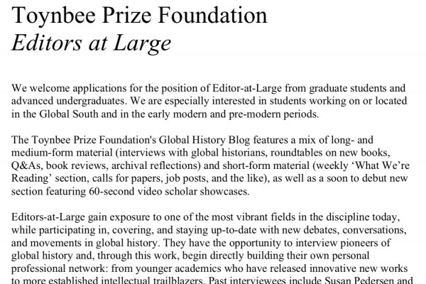 Call for Editors-at-Large